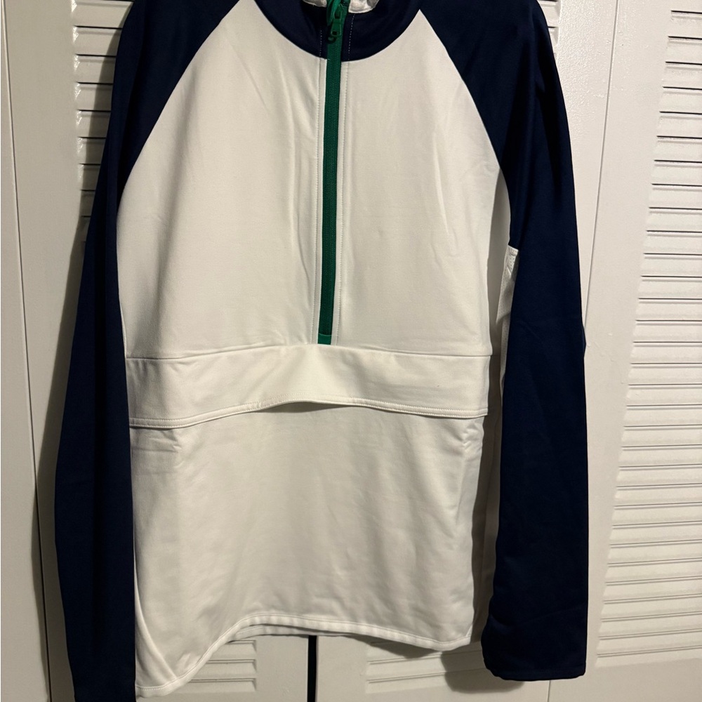 Nike White and Navy Long Sleeve Pullover